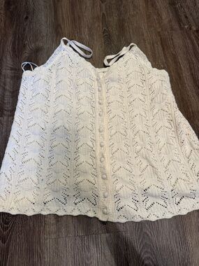 aerie Cream Crochet Button-Front Camisole